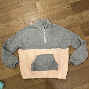 Wildfox Quarter Zip Pullover Gray and Pink- Medium